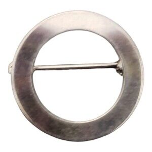 Vintage Silver-Tone Round Circle Brooch Pin